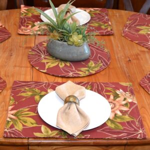 Rust Tropical Outdoor Fabric Table Linen Collection