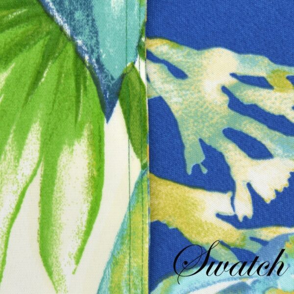 Sweet Pea Linens - Blue Seashell & Tropical Leaf Outdoor Fabric 54 inch Table Runner (SKU#: R-1020-A13) - Swatch
