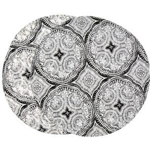 Sweet Pea Linens - Grey Medallion Outdoor Fabric Charger-Center Round Placemats - Set of Two (SKU#: RS2-1015-A14) - Main Product Image