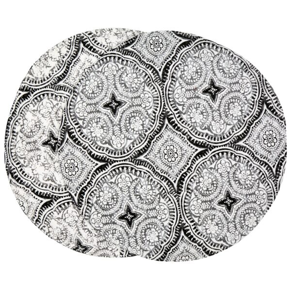 Sweet Pea Linens - Grey Medallion Outdoor Fabric Charger-Center Round Placemats - Set of Two (SKU#: RS2-1015-A14) - Main Product Image