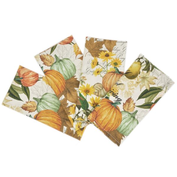 RS4-1010-A17-1 Sweet Pea Linens - Bright Fall, Harvest, Sunflower and Pumpkin Cloth Napkins - Set of Four (SKU#: RS4-1010-A17) - Main Product Image