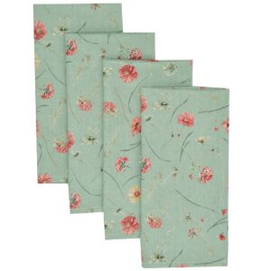 Mint Wildflower Print Cloth Napkins - Set of Four (Final Sale)