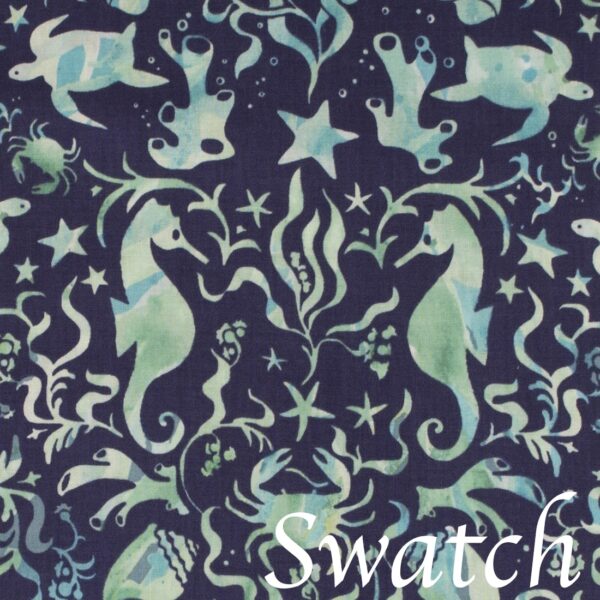 Sweet Pea Linens - Blue & Green Seahorse and Seashell Print Cloth Napkins - Set of Four (SKU#: RS4-1010-A9) - Swatch