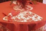 Sweet Pea Linens - Red Romance Print 54 inch Square Table Cloth (SKU#: R-1008-C2) - Table Setting