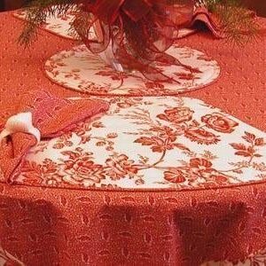 Sweet Pea Linens - Red Romance Print 54 inch Square Table Cloth (SKU#: R-1008-C2) - Table Setting