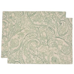 Sweet Pea Linens - Sea Mist Green Paisley Rectangle Placemats - Set of Two (SKU#: RS2-1002-C5) - Main Product Image