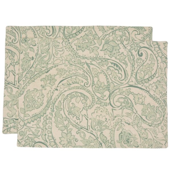 RS2-1002-C5-1 Sweet Pea Linens - Sea Mist Green Paisley Rectangle Placemats - Set of Two (SKU#: RS2-1002-C5) - Main Product Image