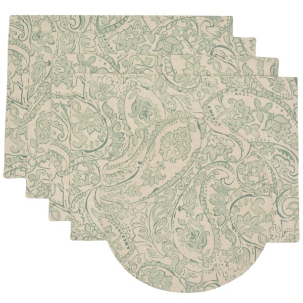 RS5-1002-C5-1 Sweet Pea Linens - Sea Mist Green Paisley Rectangle Placemats - Set of Four plus Center Round-Charger (SKU#: RS5-1002-C5) - Main Product Image