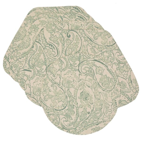 RS5-1006-C5-1 Sweet Pea Linens - Sea Mist Green Paisley Wedge-Shaped Placemats - Set of Four plus Center Round-Charger (SKU#: RS5-1006-C5) - Main Product Image