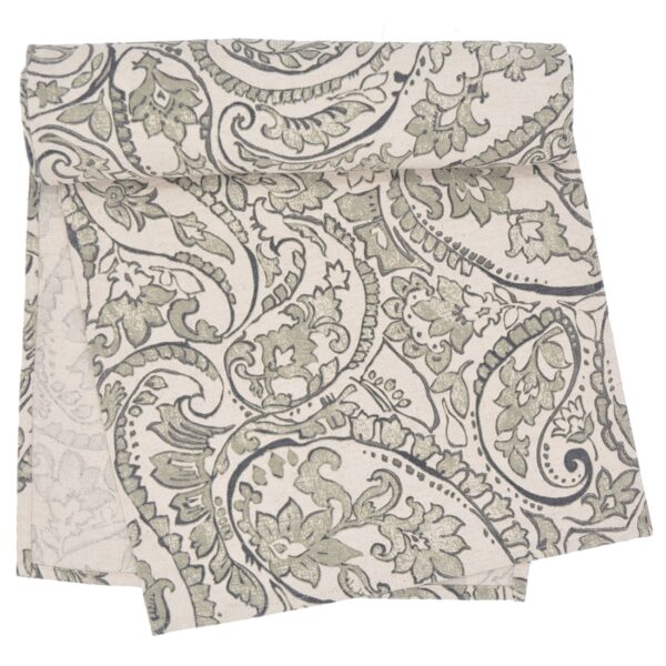 R-1021-C6-1 Sweet Pea Linens - Pewter Grey Paisley 60 inch Table Runner (SKU#: R-1021-C6) - Main Product Image