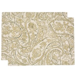 Sweet Pea Linens - Flaxen Yellow Paisley Rectangle Placemats (SKU#: R-1002-C7) - Main Product Image