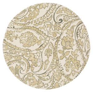 Sweet Pea Linens - Flaxen Yellow Paisley Charger-Center Round Placemat (SKU#: R-1015-C7) - Main Product Image