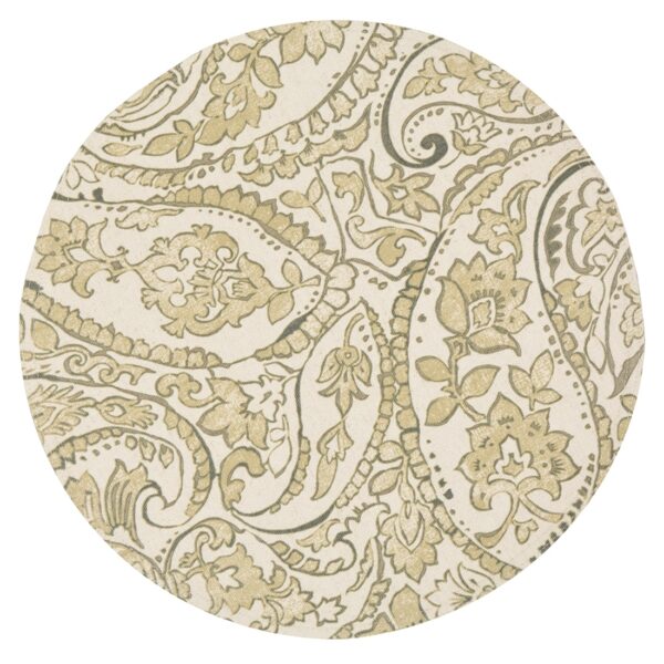 Sweet Pea Linens - Flaxen Yellow Paisley Charger-Center Round Placemat (SKU#: R-1015-C7) - Main Product Image