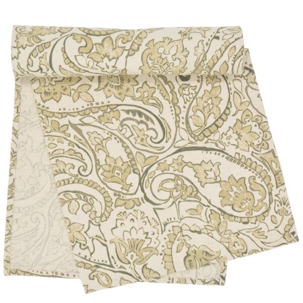 R-1021-C7-1 Sweet Pea Linens - Flaxen Yellow Paisley 60 inch Table Runner (SKU#: R-1021-C7) - Main Product Image