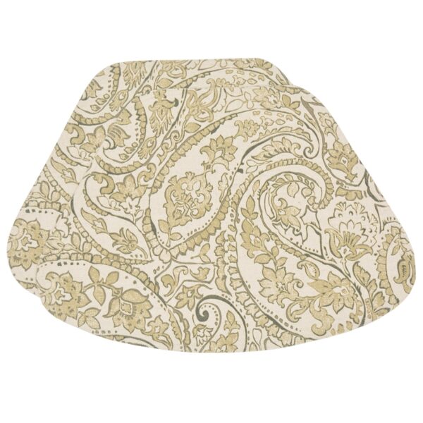 RS2-1006-C7-1 Sweet Pea Linens - Flaxen Yellow Paisley Wedge-Shaped Placemats - Set of Two (SKU#: RS2-1006-C7) - Main Product Image