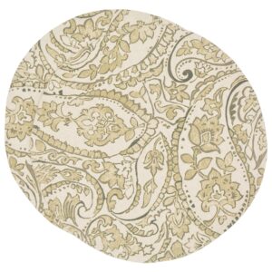 Sweet Pea Linens - Flaxen Yellow Paisley Charger-Center Round Placemats - Set of Two (SKU#: RS2-1015-C7) - Main Product Image