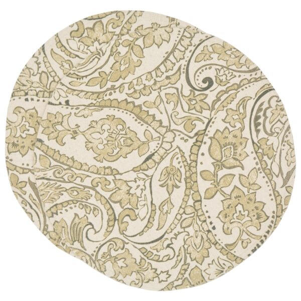 RS2-1015-C7-1 Sweet Pea Linens - Flaxen Yellow Paisley Charger-Center Round Placemats - Set of Two (SKU#: RS2-1015-C7) - Main Product Image