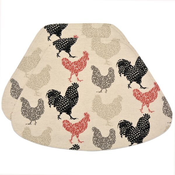 R-1006-C8-1 Sweet Pea Linens - Rifton Red Rooster Wedge-Shaped Placemat (SKU#: R-1006-C8) - Main Product Image
