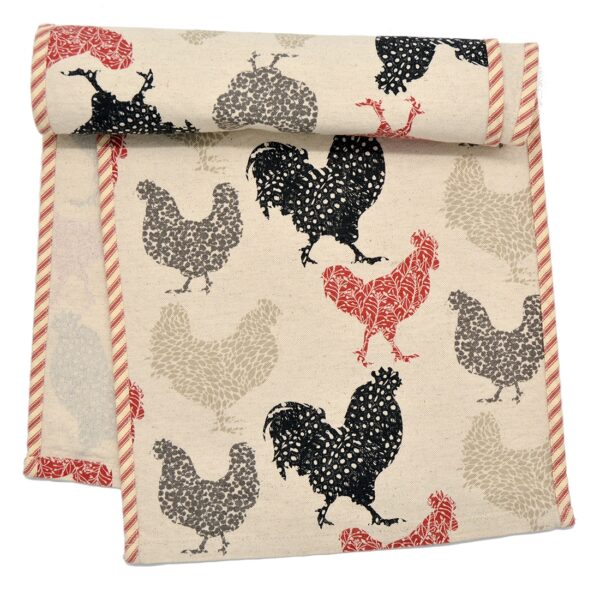 R-1021-C8-1 Sweet Pea Linens - Rifton Red Rooster 60 inch Table Runner (SKU#: R-1021-C8) - Main Product Image