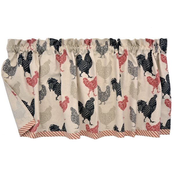 Sweet Pea Linens - Rifton Red Rooster Valance (SKU#: R-1091-C8) - Main Product Image