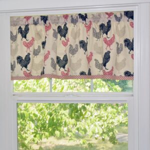 Sweet Pea Linens - Rifton Red Rooster Valance (SKU#: R-1091-C8) - Table Setting