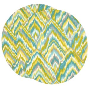Ludlow Teal & Lime Chevron Print Charger-Center Round Placemats - Set of Two (Final Sale)