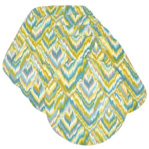 Ludlow Teal & Lime Chevron Print Wedge-Shaped Placemats - Set of Four plus Center Round-Charger (Final Sale)