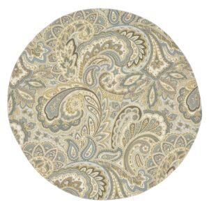Polar Blue, Grey and Tan, Paisley Charger-Center Round Placemat (Final Sale)