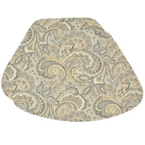 Polar Blue, Grey and Tan Paisley Wedge-Shaped Placemats - Set of Two (Final Sale)