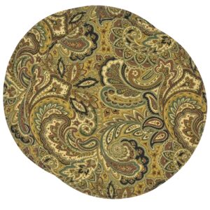 Mustard Yellow, Brown and Black Paisley Charger-Center Round Placemat (Final Sale)