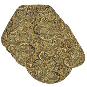 Mustard Yellow, Brown and Black, Paisley Wedge-Shaped Placemats - Set of Four plus Center Round-Charger (Final Sale)