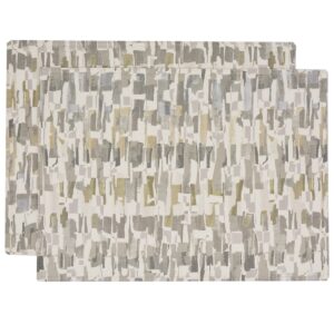 Britto Moonstone Grey Print Rectangle Placemats - Set of Two (Final Sale)