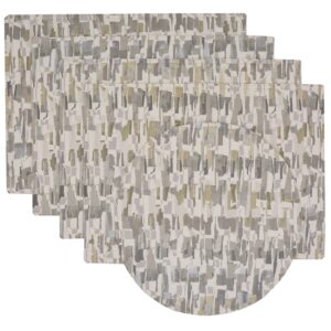 Britto Moonstone Grey Print Rectangle Placemats - Set of Four plus Center Round-Charger (Final Sale)