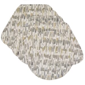 Britto Moonstone Grey Print Wedge-Shaped Placemats - Set of Four plus Center Round-Charger (Final Sale)