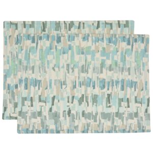 Britto Turquoise Blue Print Rectangle Placemats - Set of Two (Final Sale)