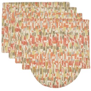 Britto Garden Party Orange Print Rectangle Placemats - Set of Four plus Center Round-Charger (Final Sale)