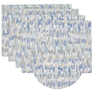 Britto Clearwater Blue Print Rectangle Placemats - Set of Four plus Center Round-Charger (Final Sale)