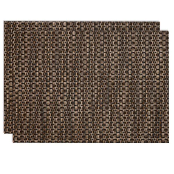 Sweet Pea Linens - Driftwood (Black & Tan) Wipe Clean Rectangle Placemats - Set of Two (SKU#: RS2-1002-F14) - Main Product Image