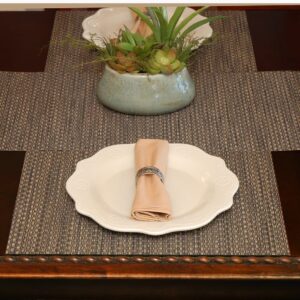 Sweet Pea Linens - Driftwood (Black & Tan) Wipe Clean Rectangle Placemats - Set of Two (SKU#: RS2-1002-F14) - Table Setting