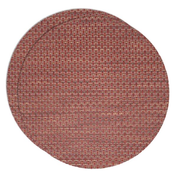 RS2-1015-F15-1 Sweet Pea Linens - Redwood (Brick & Tan) Wipe Clean Charger-Center Round Placemats - Set of Two (SKU#: RS2-1015-F15) - Main Product Image