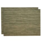 Sweet Pea Linens - Green/Tan Wipe Clean Rectangle Placemats - Set of Two (SKU#: RS2-1002-F16) - Main Product Image