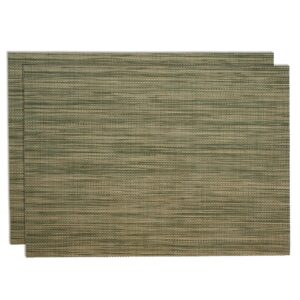 Sweet Pea Linens - Green/Tan Wipe Clean Rectangle Placemats - Set of Two (SKU#: RS2-1002-F16) - Main Product Image