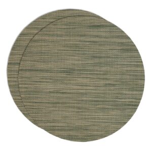 Sweet Pea Linens - Green/Tan Wipe Clean Charger-Center Round Placemats - Set of Two (SKU#: RS2-1015-F16) - Main Product Image