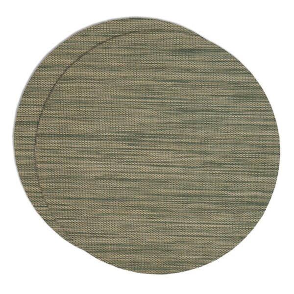 Sweet Pea Linens - Green/Tan Wipe Clean Charger-Center Round Placemats - Set of Two (SKU#: RS2-1015-F16) - Main Product Image