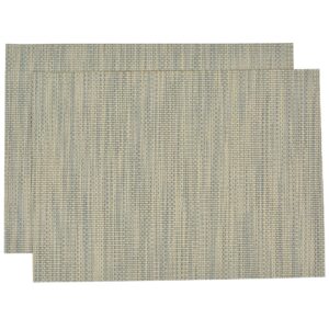 Sweet Pea Linens - Seafoam Green/Tan Wipe Clean Rectangle Placemats - Set of Two (SKU#: RS2-1002-F19) - Main Product Image