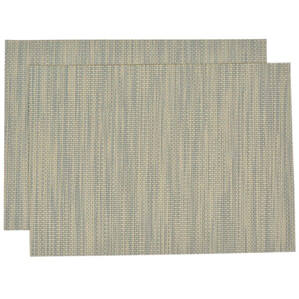 Sweet Pea Linens - Seafoam Green/Tan Wipe Clean Rectangle Placemats - Set of Two (SKU#: RS2-1002-F19) - Main Product Image