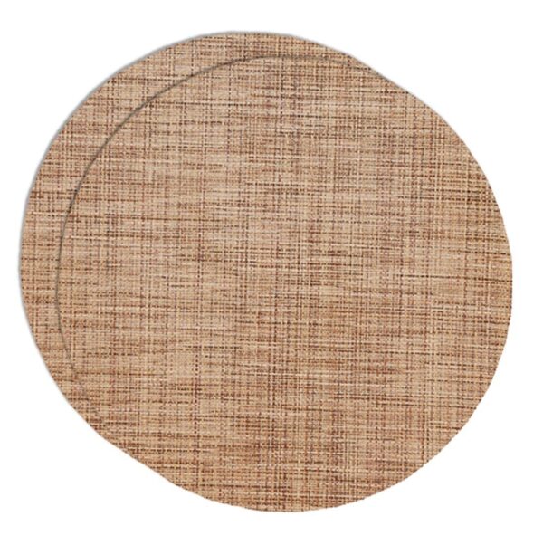 RS2-1015-F20-1 Sweet Pea Linens - Brown/Tan Wipe Clean Charger-Center Round Placemats - Set of Two (SKU#: RS2-1015-F20) - Main Product Image