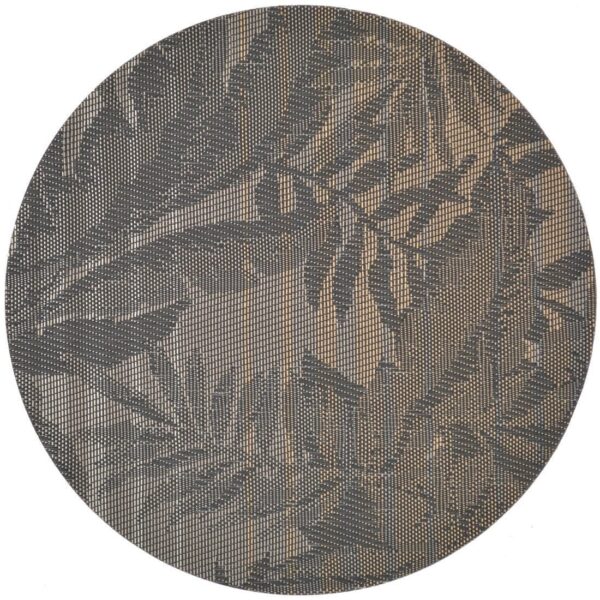 R-1015-F27-1 Sweet Pea Linens - Mocha Brown Leaf Wipe Clean Charger-Center Round Placemat (SKU#: R-1015-F27) - Main Product Image