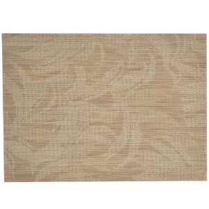 Sweet Pea Linens - Tan Tonal Leaf Wipe Clean Rectangle Placemat (SKU#: R-1002-F28) - Main Product Image