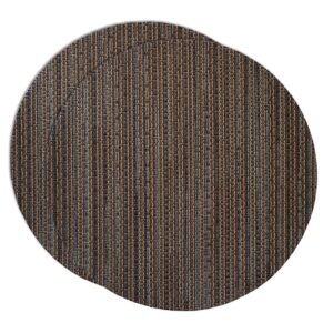 Sweet Pea Linens - Dark Brown & Blue Wipe Clean Charger-Center Round Placemats - Set of Two (SKU#: RS2-1015-F31) - Main Product Image
